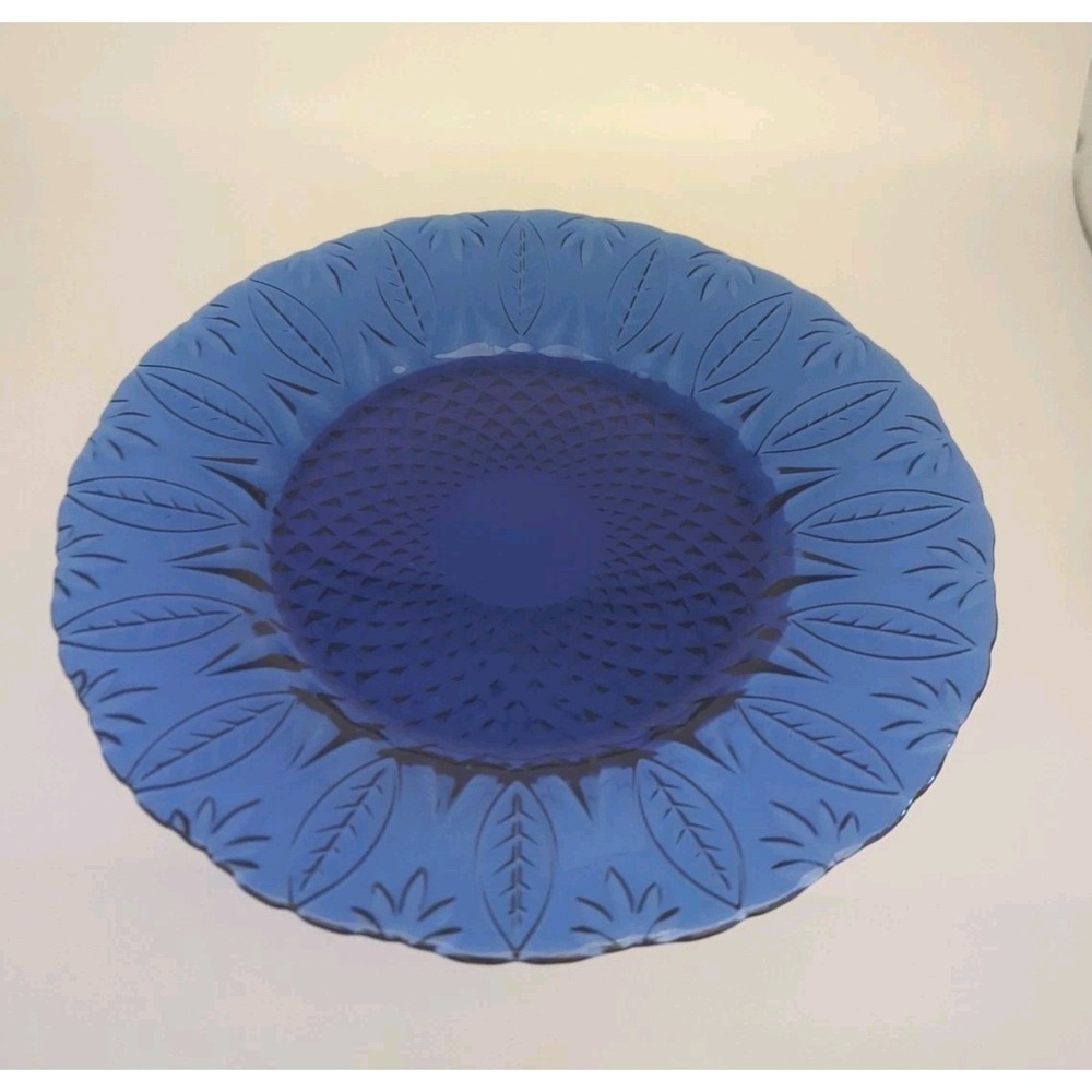 Vintage Cobalt Blue Glass Plate Avon Royal Sapphire 8" France Mid Century Modern